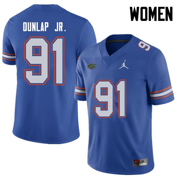 NCAA Florida Gators Marlon Dunlap Jr. Women's #91 Jordan Brand Royal Stitched Authentic College Football Jersey EHW3664AK